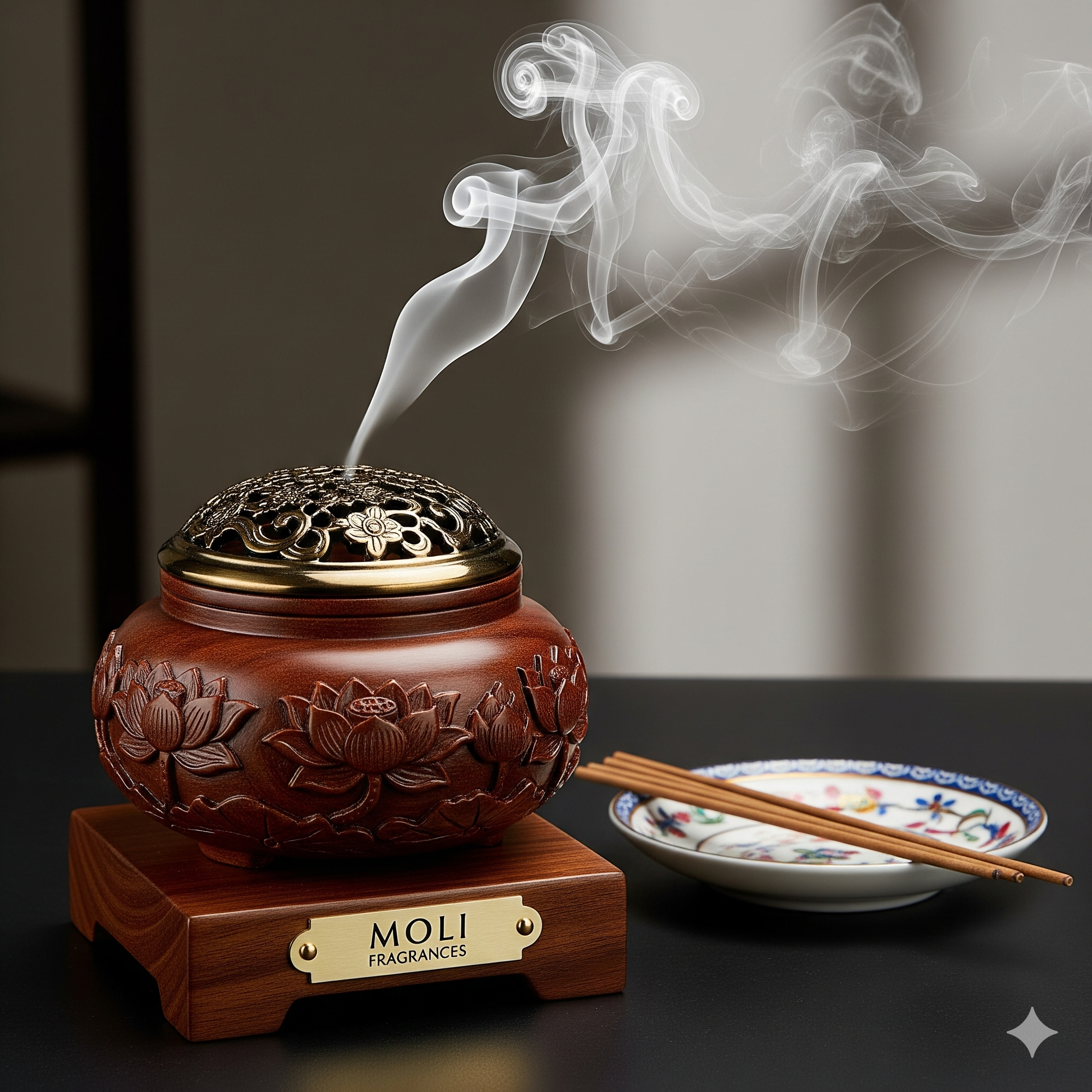 Incense burner with smoke